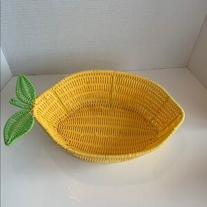 Lemon Serving Bowl by CIROA Yellow Plastic Wicker Serving Basket